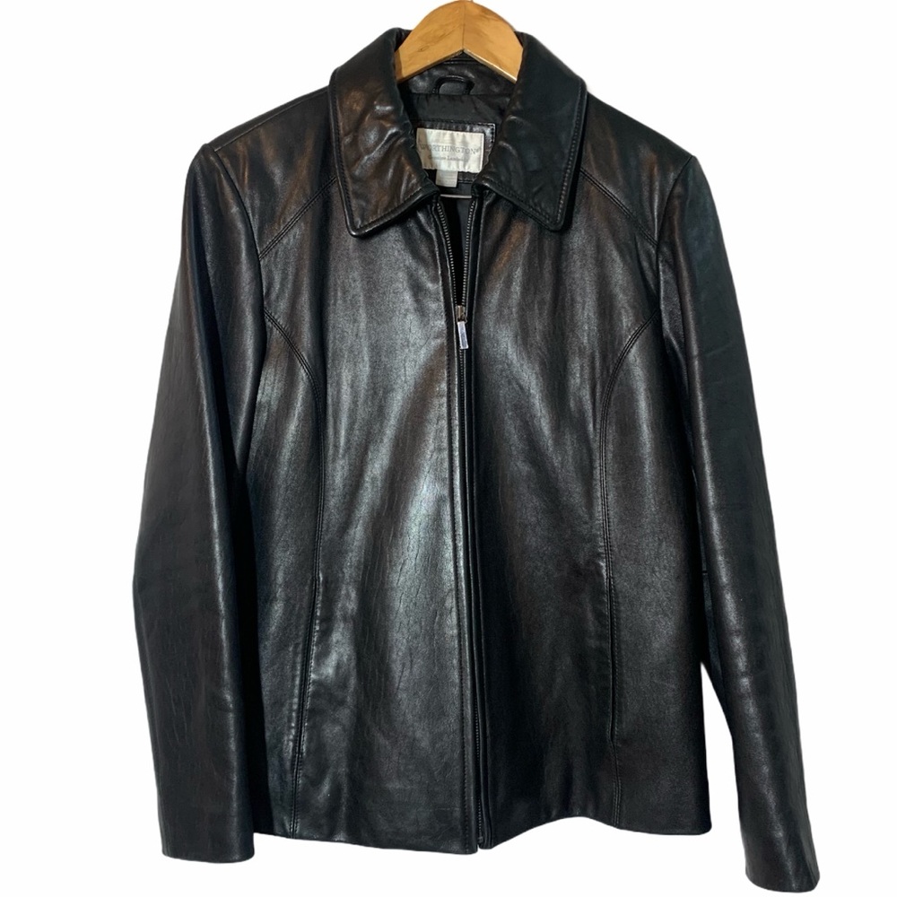 Worthington Black Leather / Lambskin Coat Jacket